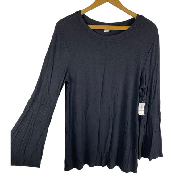 Old Navy Shirt Top Knit Ribbed Flare Sleeve Vamp Grunge Whimsigoth Size L NEW - Picture 1 of 8